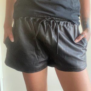 Black leather shorts